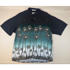 Tropical Palm Tree Button Down Rayon Ombre Landscape Medium Campia Moda‎